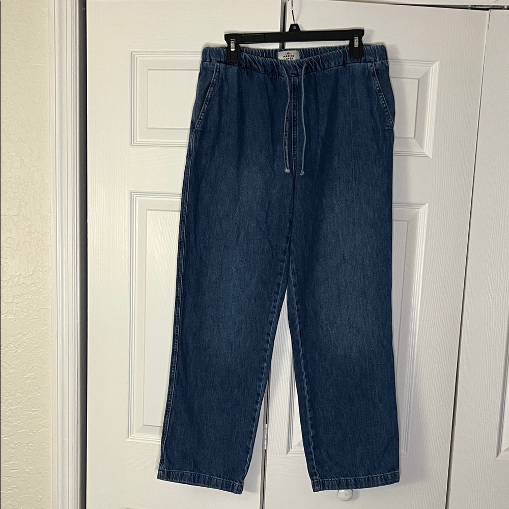 Marine Layer Women's Drawstring Straight Leg Jeans Size Medium
